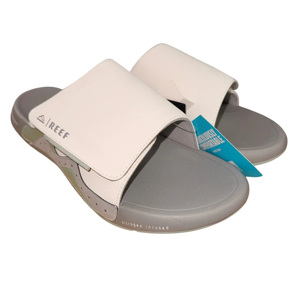NEW Reef Swell Cruiser Slide Mens 11 Sandals Grey Green CJ6222 Nitrogen Infused
